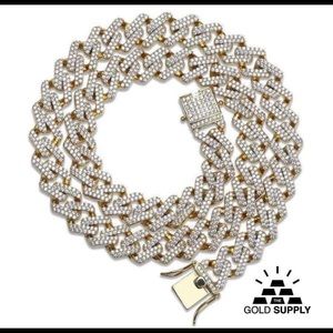16” Gold Diamond Hard Cuban Chain